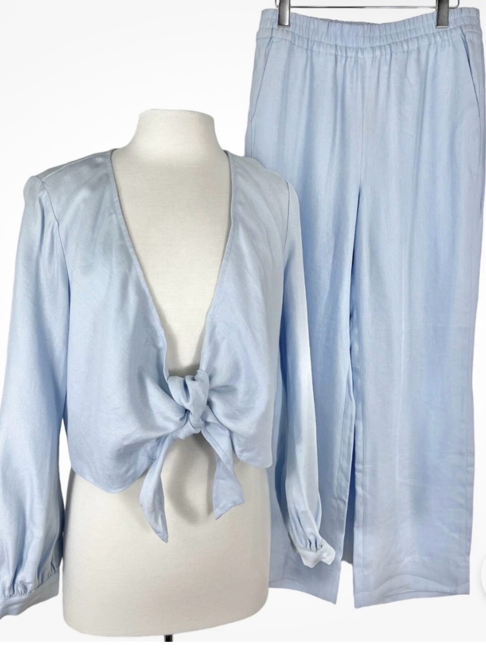 J. Crew Pale Blue Tie-Front Crop Jacket